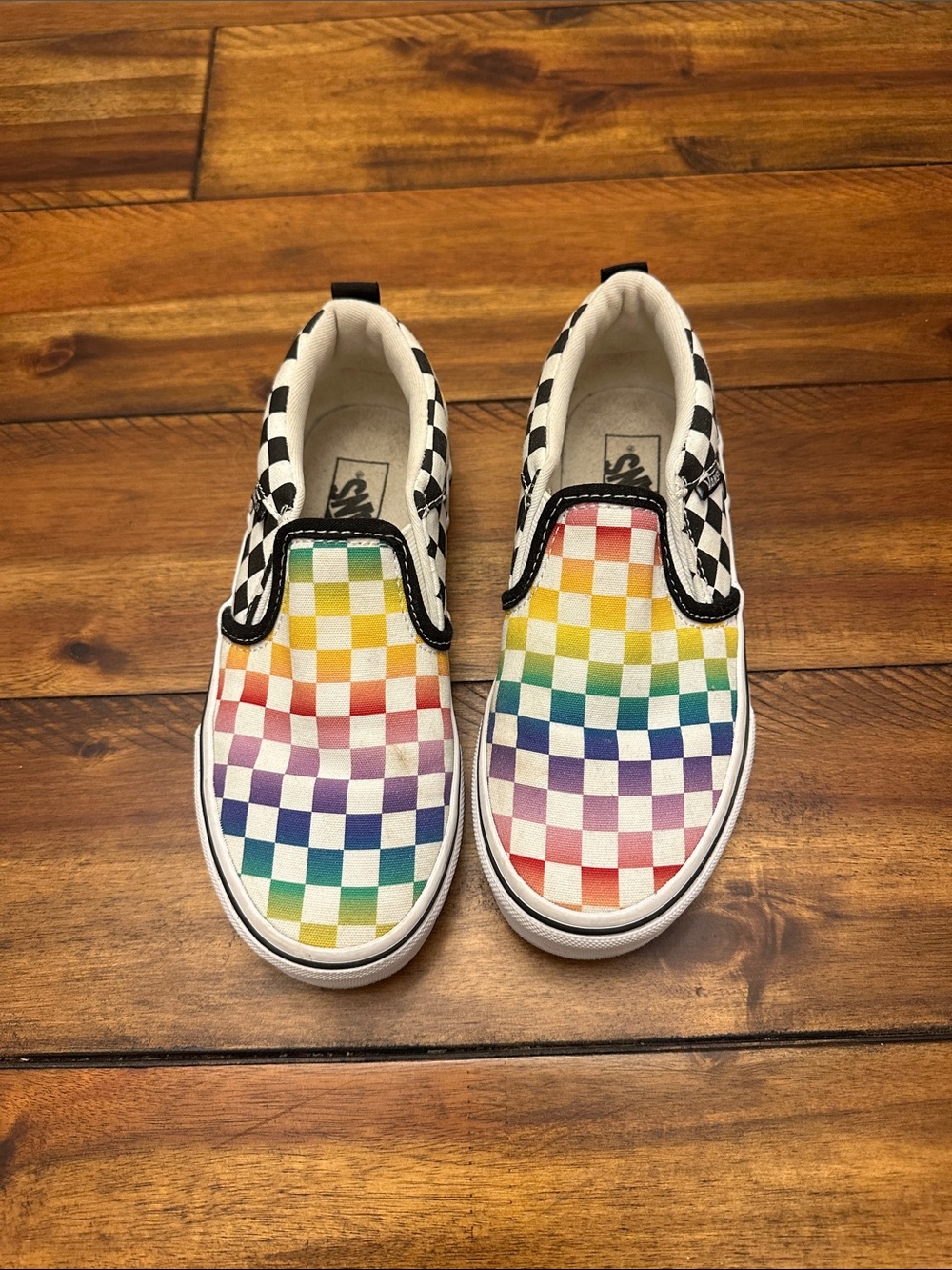 Vans Kids Rainbow Checkerboard Slip-On Sneakers - Black & Multicolor